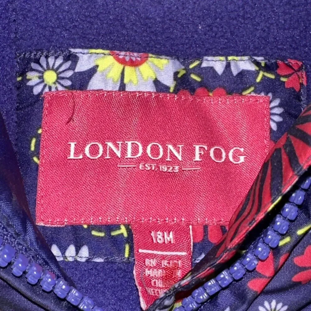 LONDON Fog Jacket Kids Size 18 Months Lined Faux Fur Hood Coat Winter - Picture 3 of 6